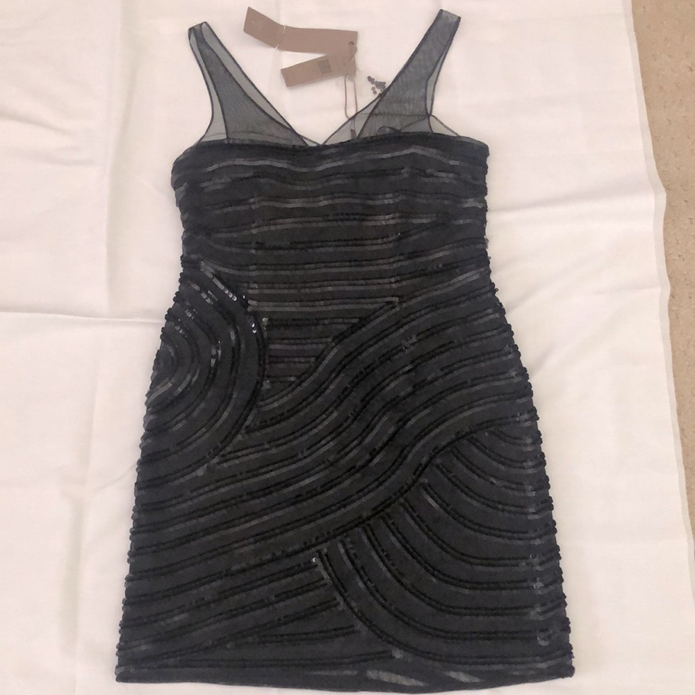 Max Azria Size 6 Black Sequence dress